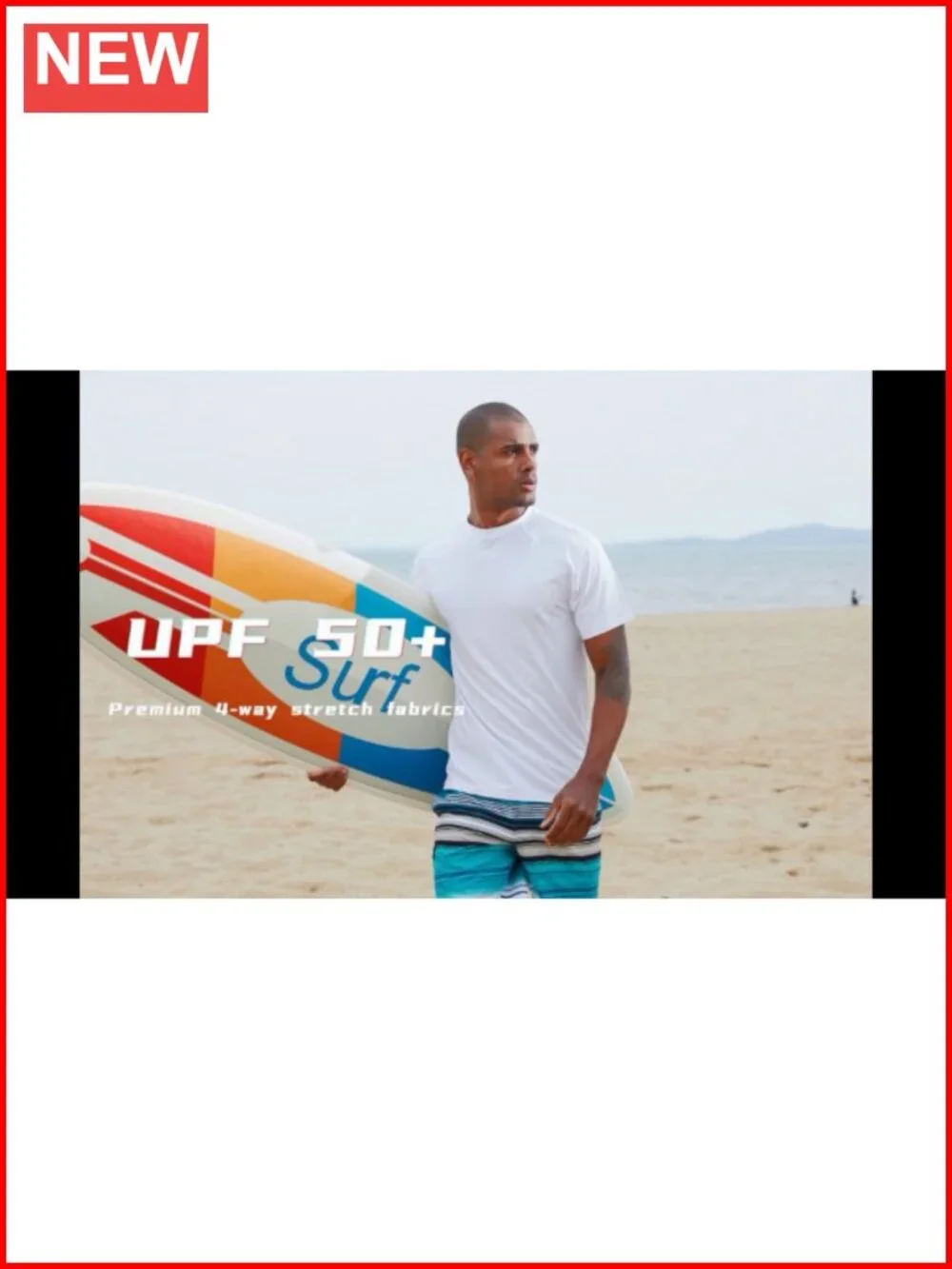 UPF 50+ Men's Rash Guard Short Sleeve Sun Protection Swim Shirt